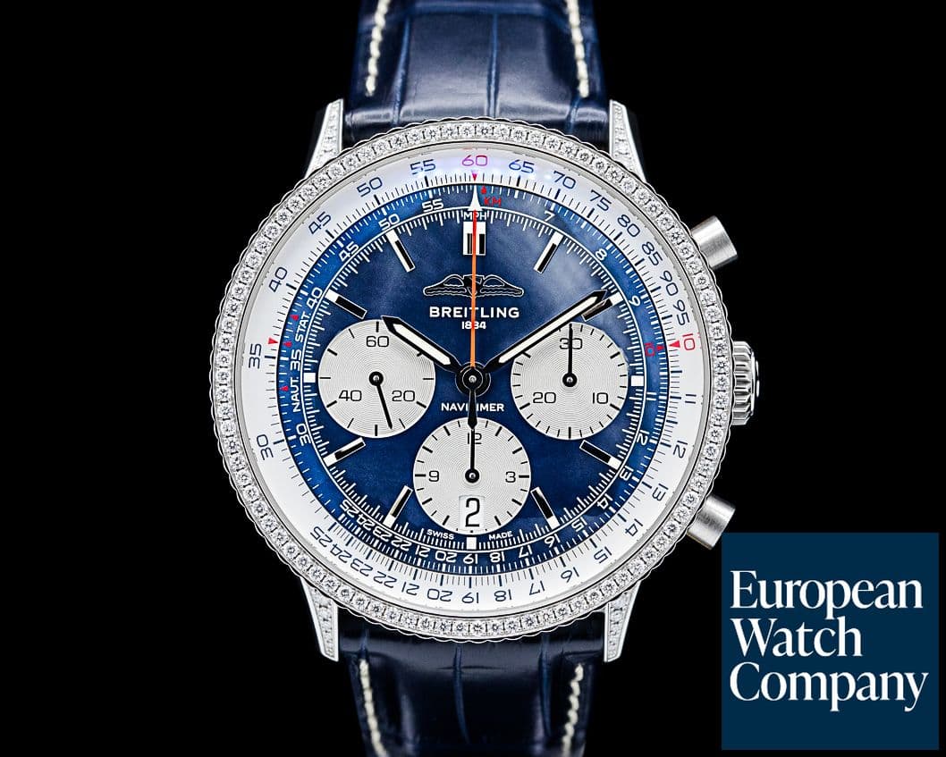 Image of Breitling Navitimer 1 B01 Chronograph SS Diamond Bezel Mother of Pearl Dial LE