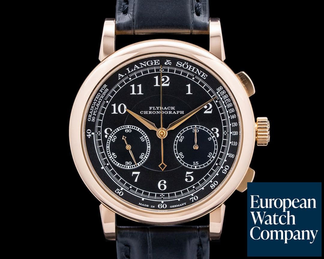Image of A. Lange and Sohne 414.031 1815 Chronograph 18K Rose Gold Black Dial