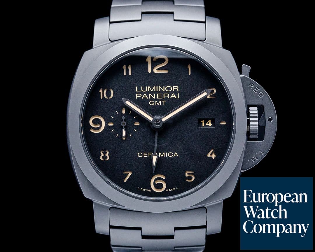 Image of Panerai PAM00438 Luminor 1950 3 Days GMT Tuttonero Ceramic Black Dial LIMITED