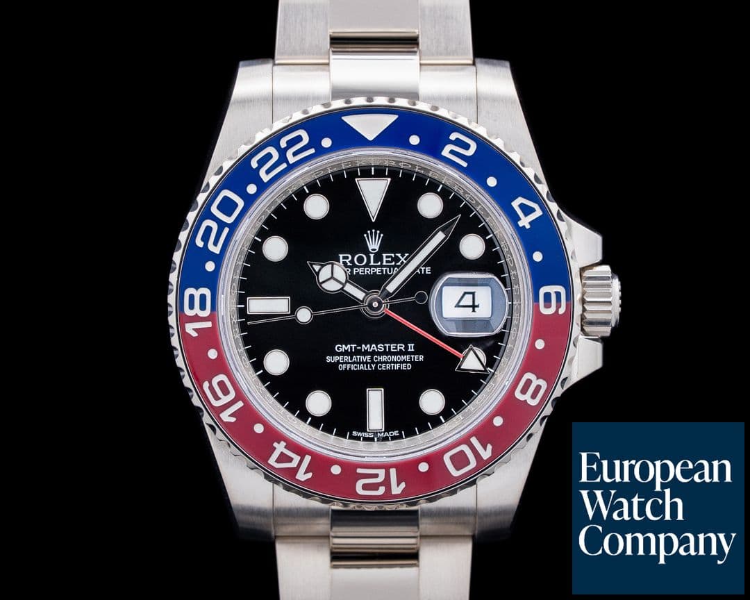 Image of Rolex 116719BLRO GMT-Master II "Pepsi" 18K White Gold Black Dial
