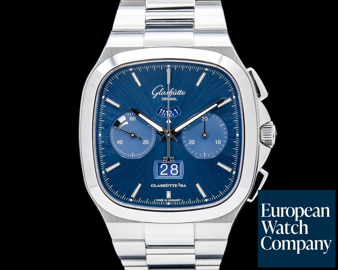 Image of Glashutte Original Seventies Chronograph Panorama Date SS Blue Dial