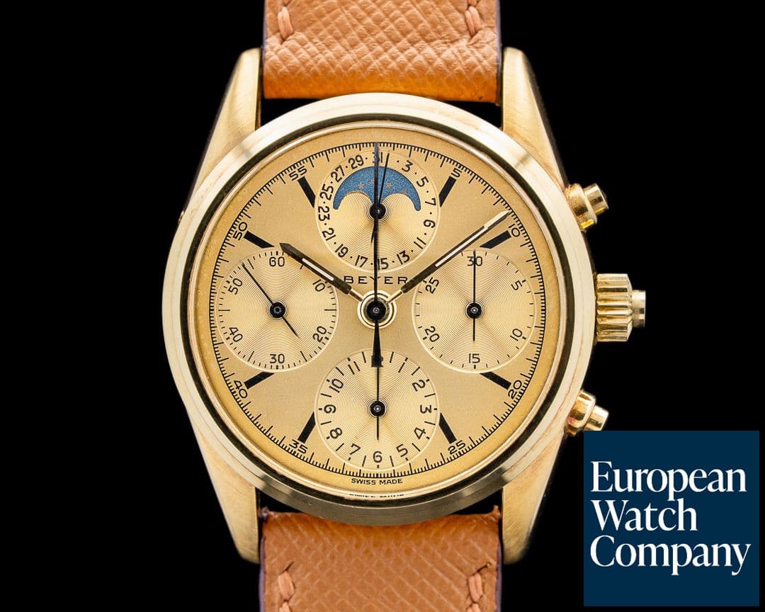 Image of Beyer Rattrapante 1982 18K Yellow Gold Champagne Dial RARE