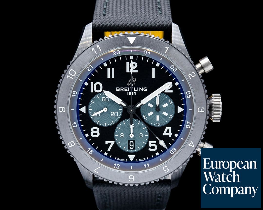 Image of Breitling AVI Super B04 Chronograph GMT Mosquito Night Fighter Ceramic Black Dial