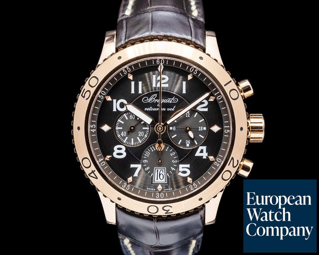 Image of Breguet 3810BR Type XXI Flyback Chronograph 18K Rose Gold Gray Dial