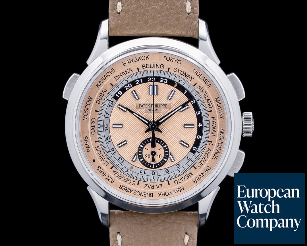 Image of Patek Philippe 5935A World Time Chronograph Flyback SS Salmon Dial