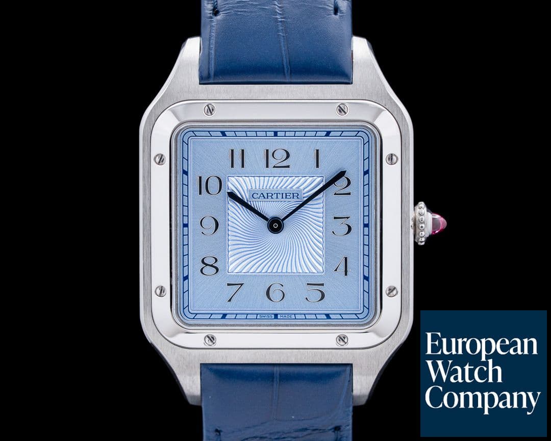 Image of Cartier WGSA0050 Santos-Dumont Precious Set Platinum Blue Dial LIMITED UNWORN