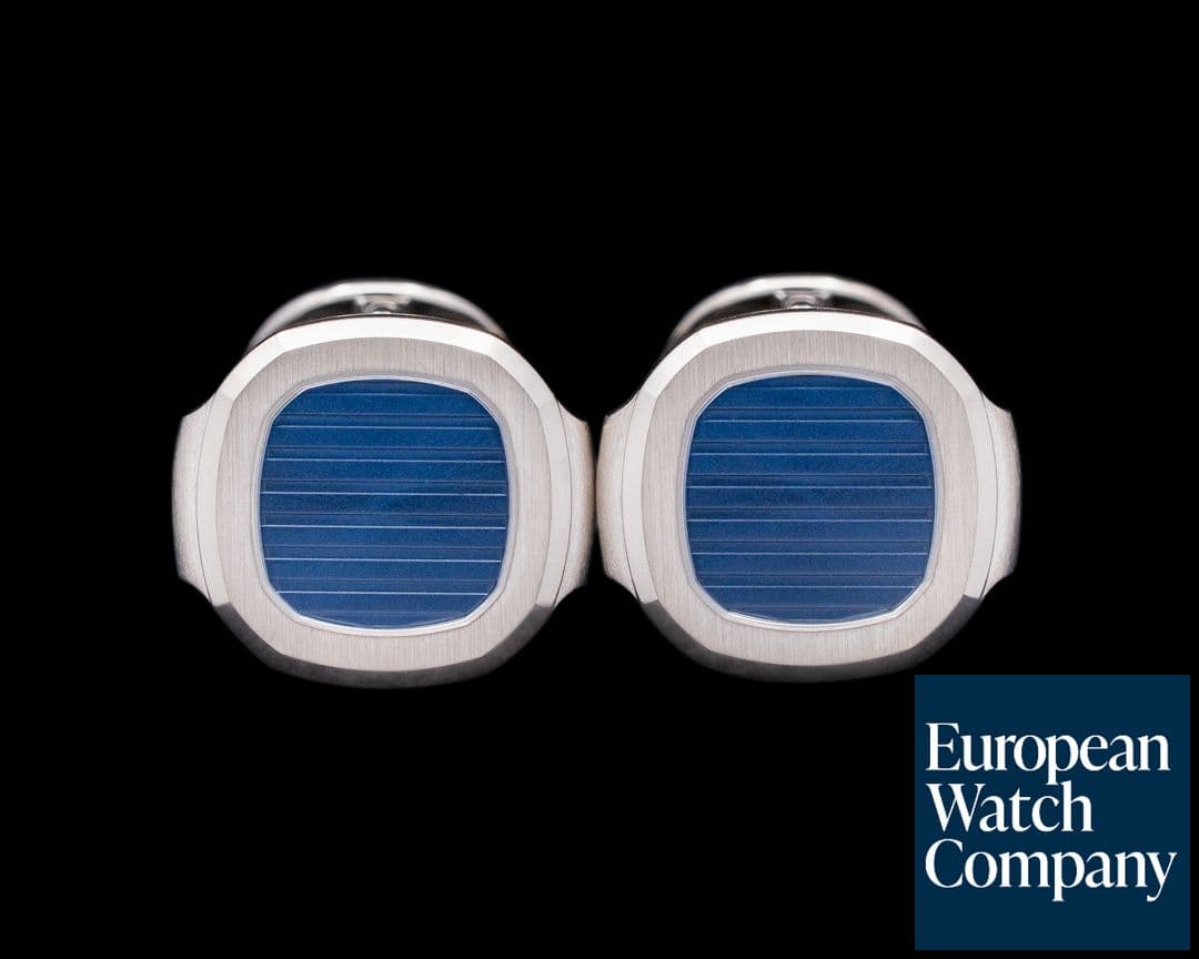 Image of Patek Philippe Nautilus Cufflinks 18k White Gold Blue UNWORN