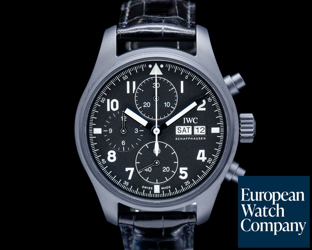 Image of IWC Pilot’s Chronograph Tribute to 3705 Ceratanium Black Dial LIMITED