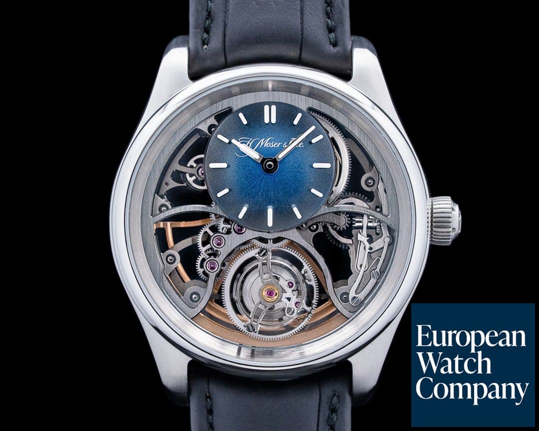 Image of H. Moser and Cie. 3811-1200 Pioneer Cylindrical Tourbillon SS Skeleton Dial