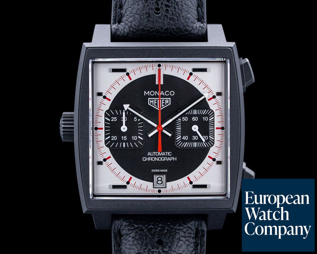 Image of TAG Heuer Monaco Chronograph Stopwatch DLC Titanium Black Silver Dial
