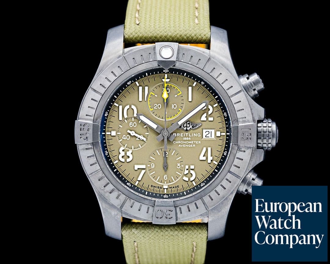 Image of Breitling V13317101L1X1 Avenger Chronograph 45 Night Mission Titanium Green Dial