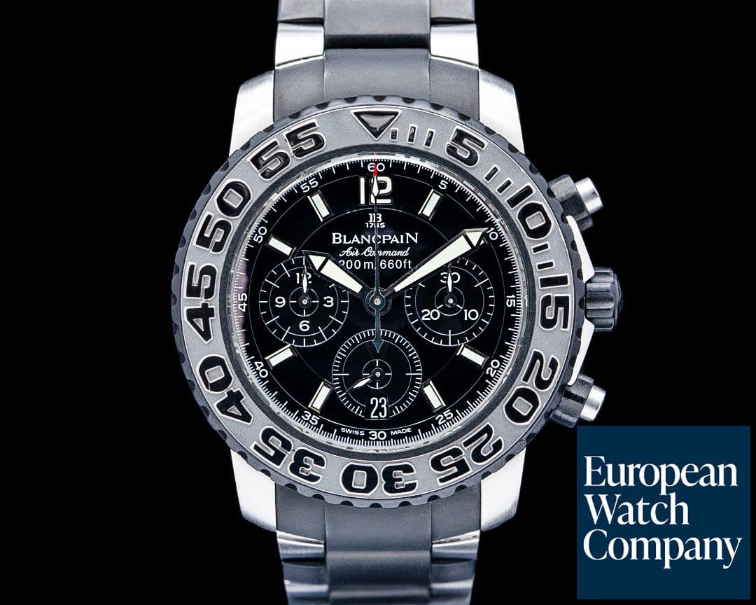 Image of Blancpain Air Command Flyback Chronograph SS / Rubber Black Dial