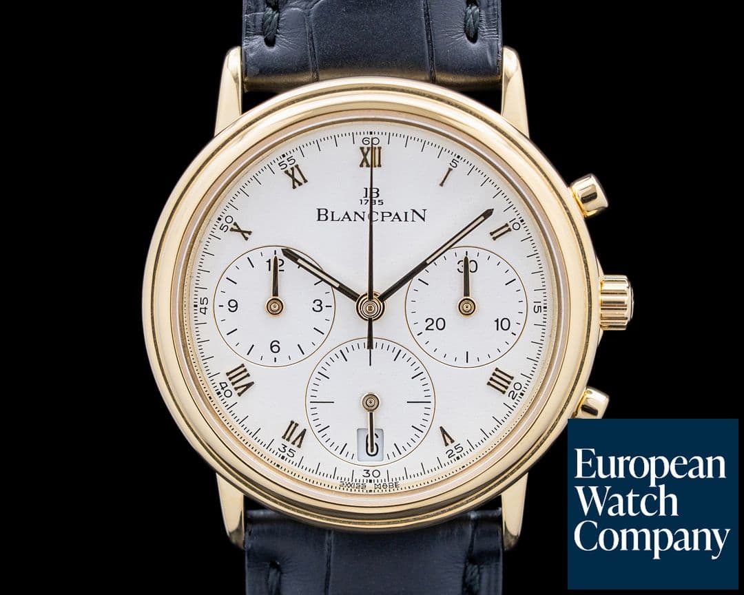 Image of Blancpain Villeret Chronograph 18K Yellow Gold White Dial