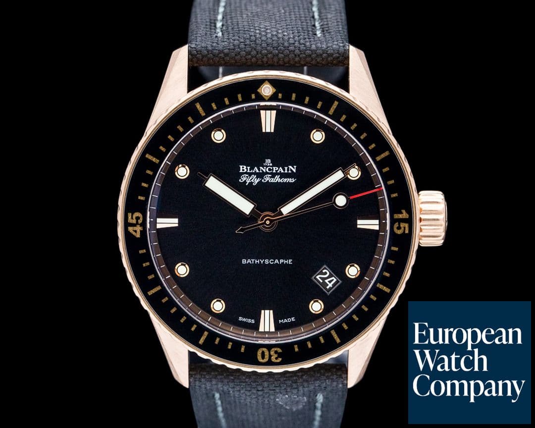Image of Blancpain 5000 Fifty Fathoms Bathyscaphe 18K Sedna Gold Black Dial
