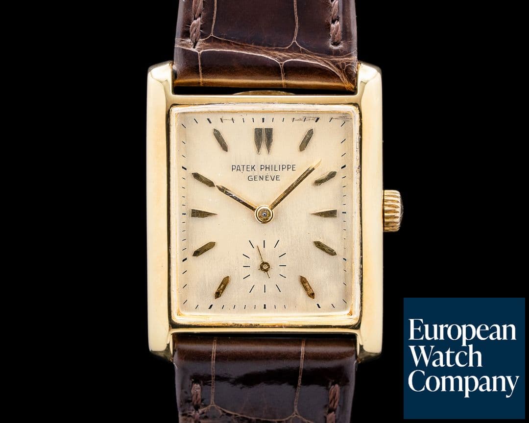 Image of Patek Philippe 2530J "Curved Tank" 18K Yellow Gold Champagne Dial