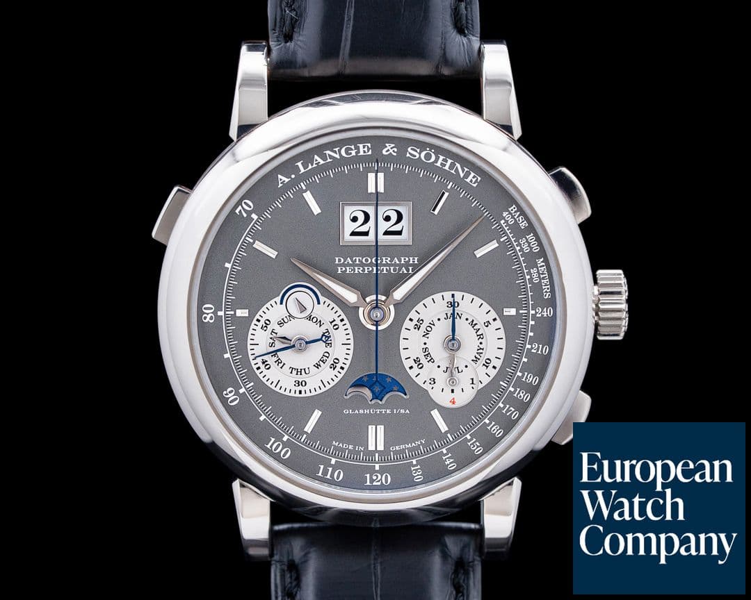 Image of A. Lange and Sohne 410.038 Datograph Perpetual Calendar Chronograph 18K WG Gray Dial RARE
