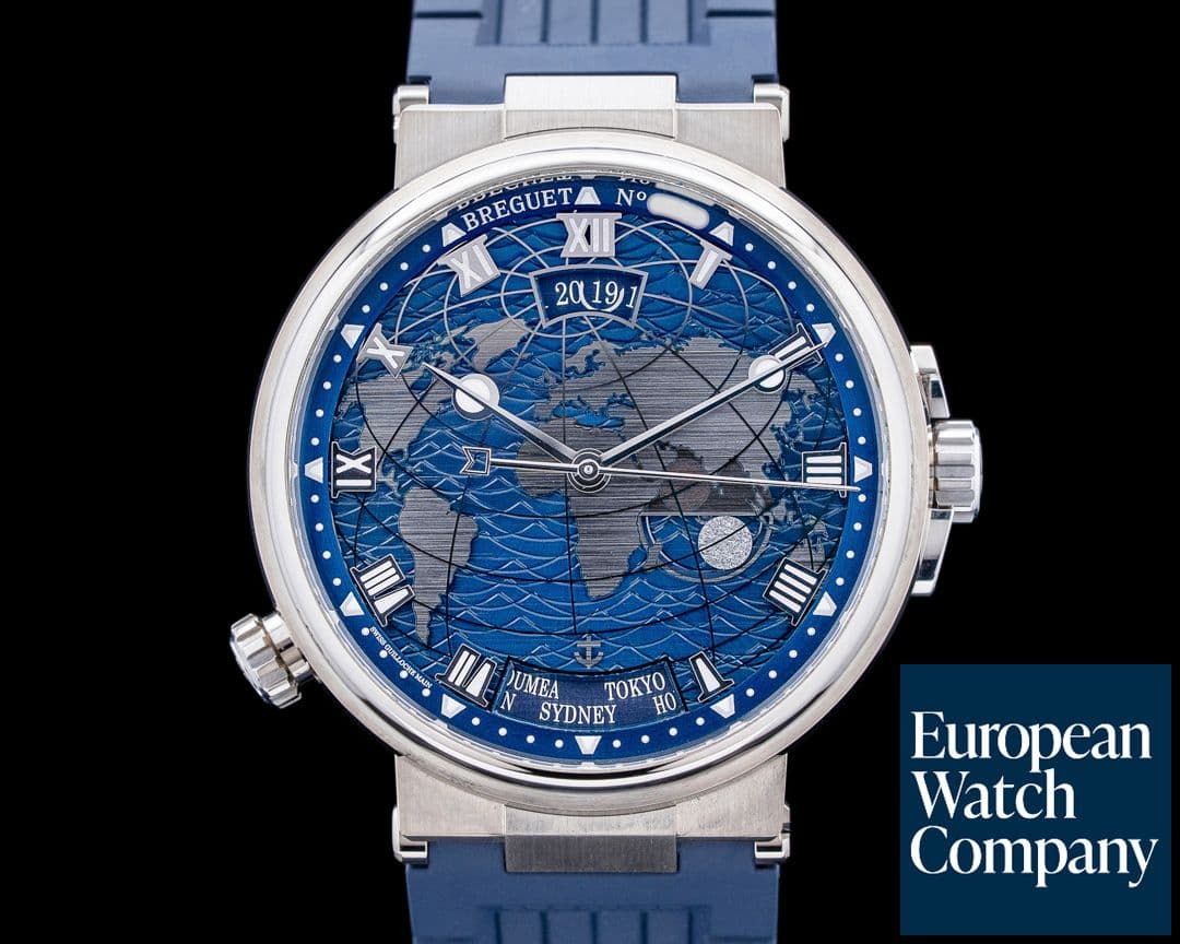 Image of Breguet 5557BB Marine Hora Mundi 18K White Gold Blue Dial