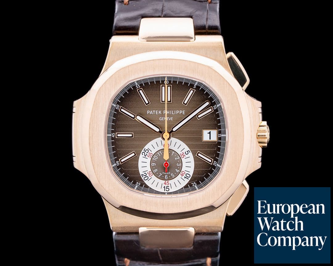 Image of Patek Philippe 5980R Nautilus Chronograph 18K Rose Gold Brown Dial