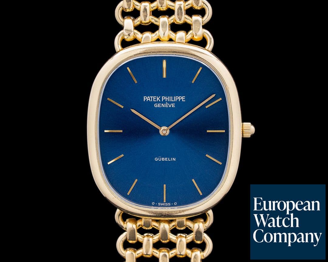 Image of Patek Philippe 3738/1 Golden Ellipse 18K Yellow Gold Blue Gubelin Dial