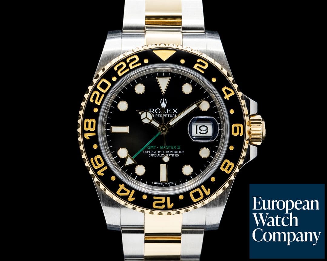 Image of Rolex 116713LN GMT Master II 116713LN SS / 18K Yellow Gold Black Dial