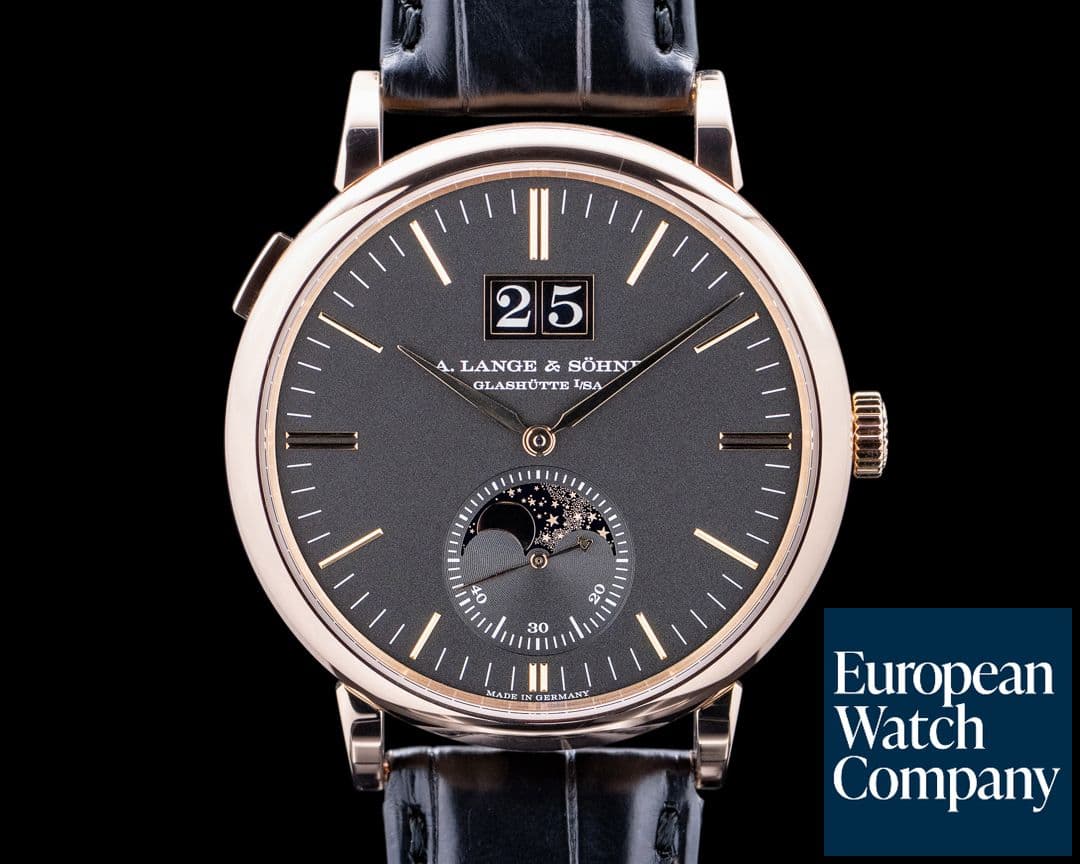 Image of A. Lange and Sohne 384.031 Saxonia Moon Phase 18K Rose Gold Black Dial