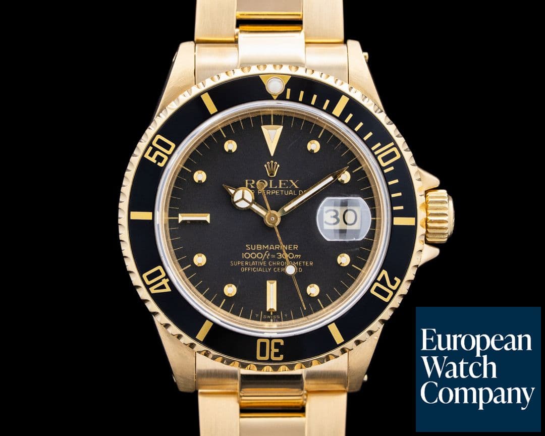 Image of Rolex 1680/8 Submariner 18K Yellow Gold Black Dial Circa. 1987