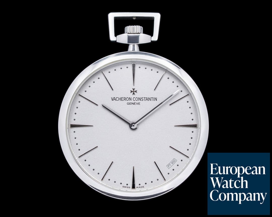 Image of Vacheron Constantin 82028 Patrimony Contemporaine Pocket Watch Platinum Silver Dial
