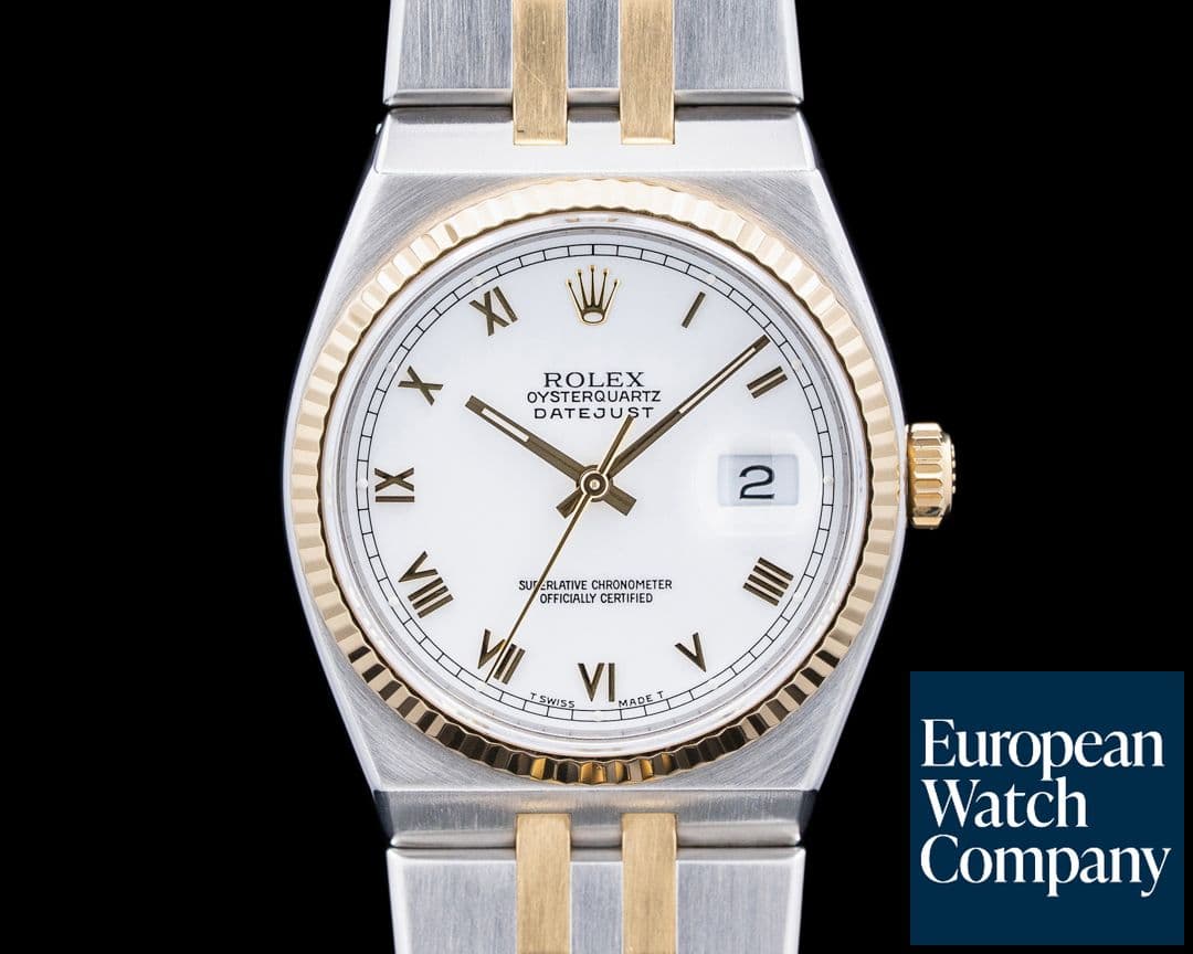 Image of Rolex 17013 Datejust Oysterquartz SS / 18K Yellow Gold White Roman Dial