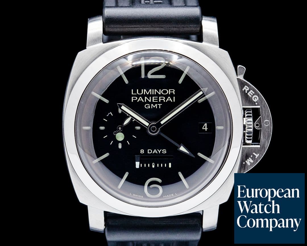 Image of Panerai PAM00233 Luminor 1950 8 Days GMT SS Black Dial