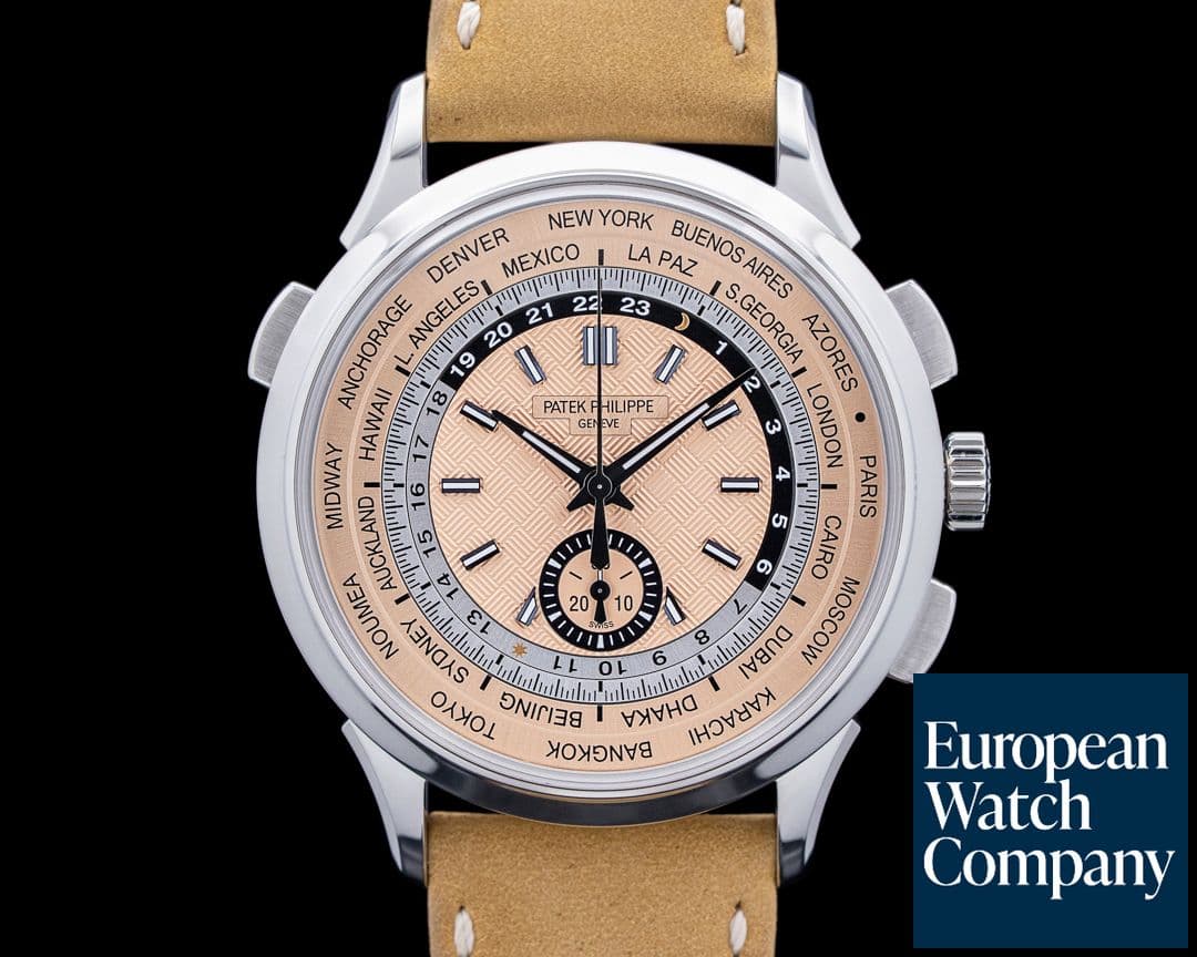 Image of Patek Philippe 5935A World Time Chronograph Flyback SS Salmon Dial