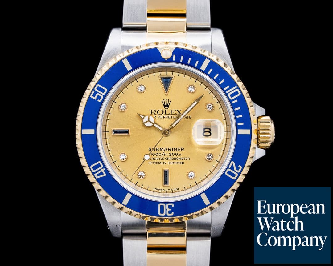 Image of Rolex 16613 Submariner "Serti" 18K YG / SS Champagne Dial Circa. 1993