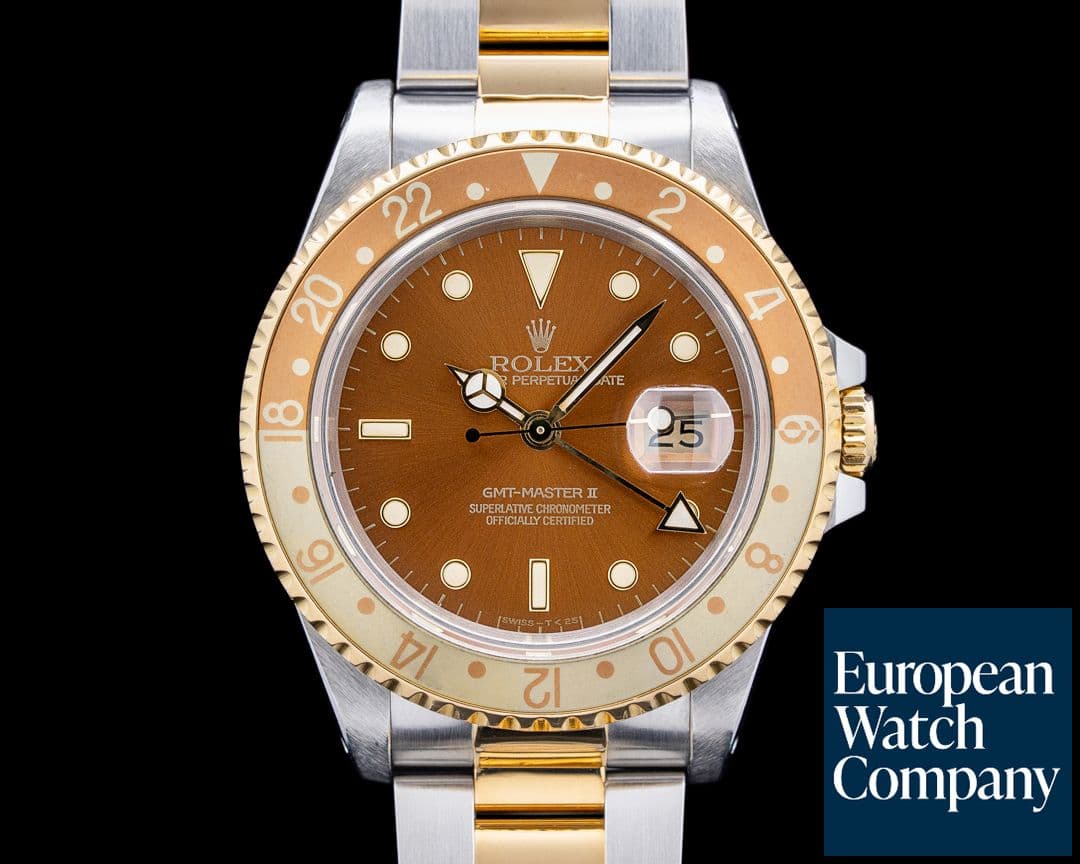 Image of Rolex 16713 GMT Master II "Root Beer" SS / 18K YG Brown Dial C. 1992
