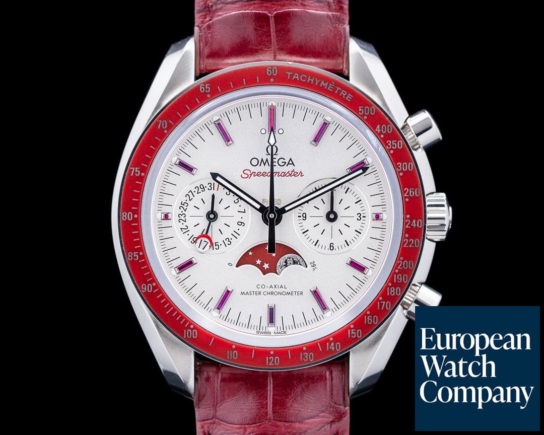Image of Omega Speedmaster Moonphase Master Chronometer Platinum Ruby Dial 2025