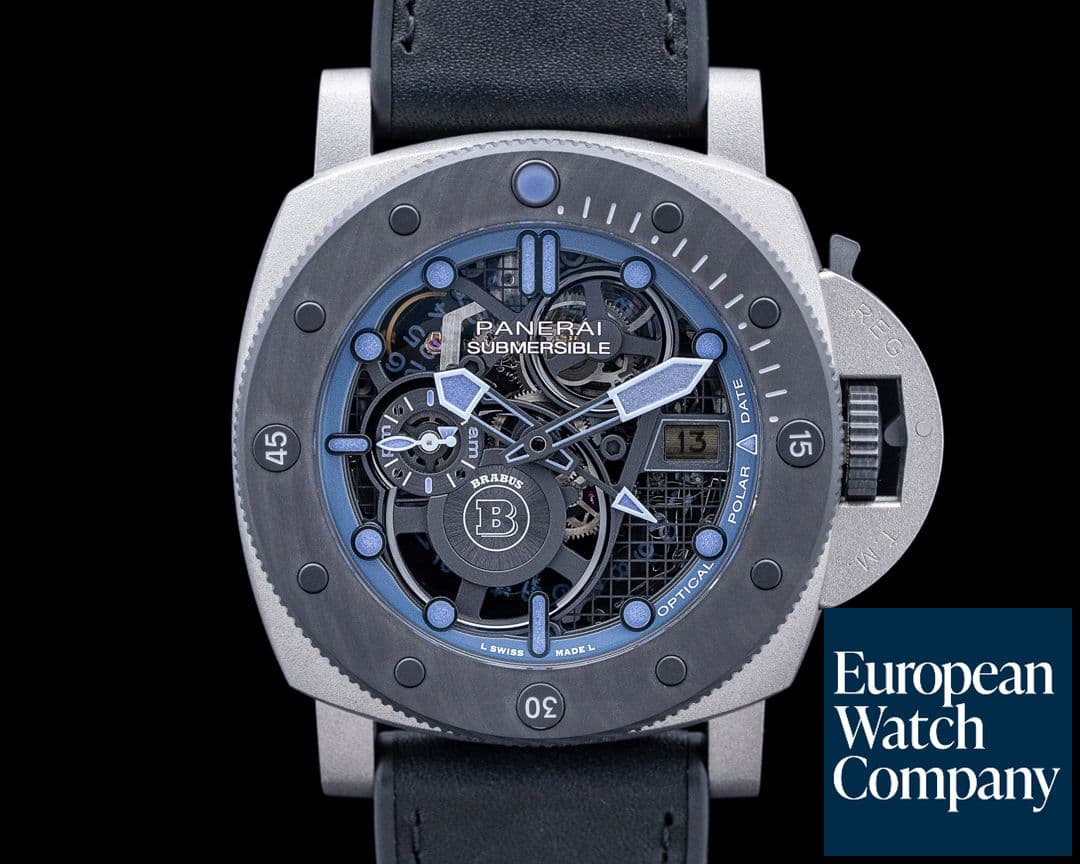 Image of Panerai PAM01241 Submersible S Brabus "Blue Shadow" Titanium Skeleton Dial
