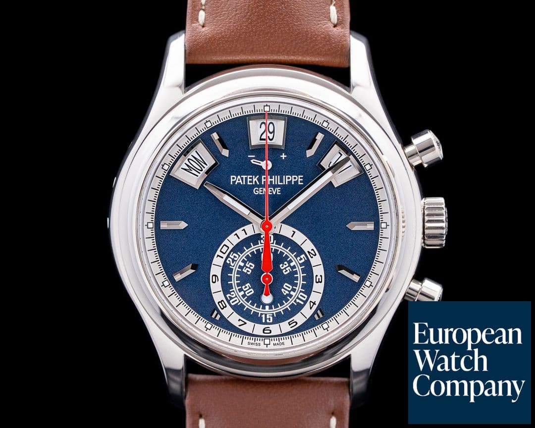 Image of Patek Philippe 5960 Annual Calendar Chronograph 18K White Gold Blue Dial