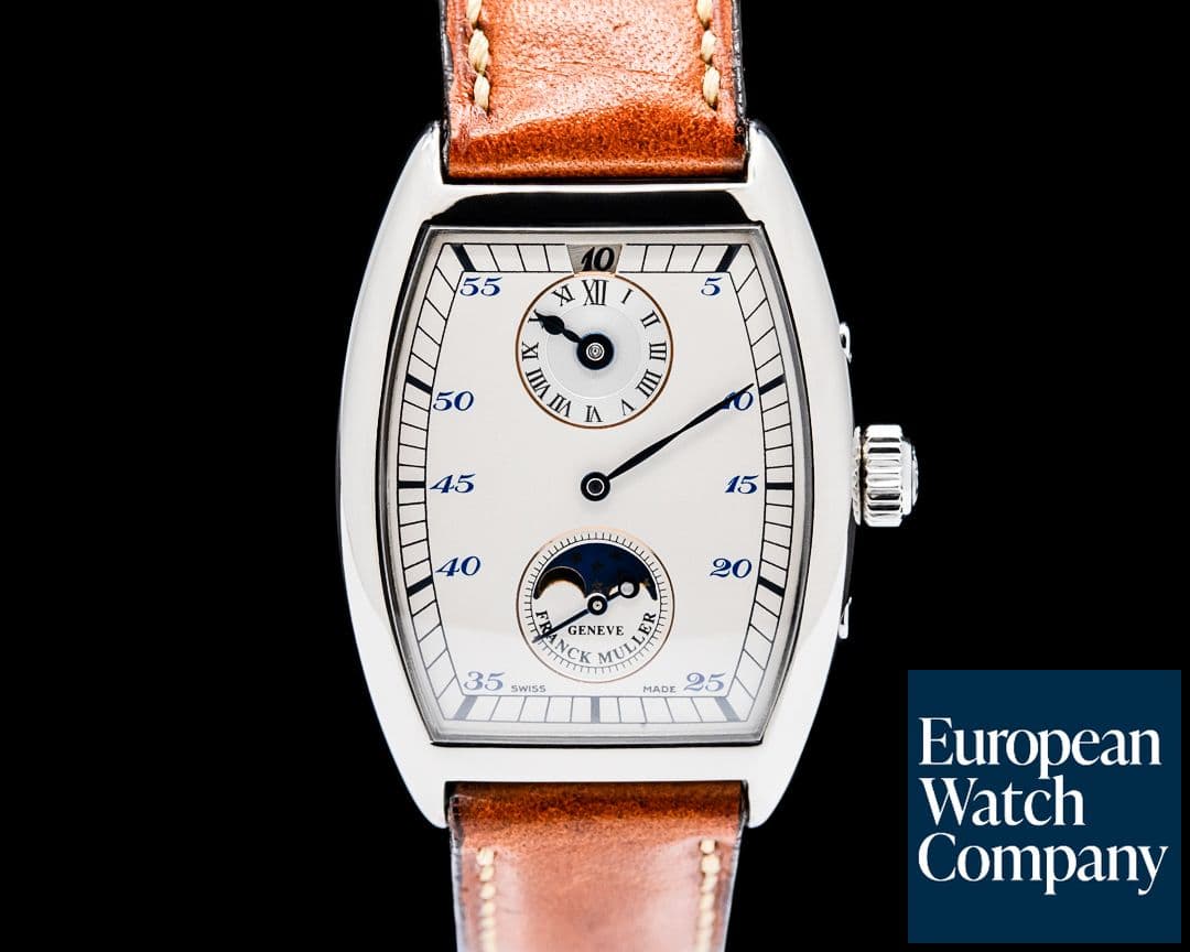 Image of Franck Muller Cintree Curvex Jump Hour Moonphase 18K White Gold Silver Dial