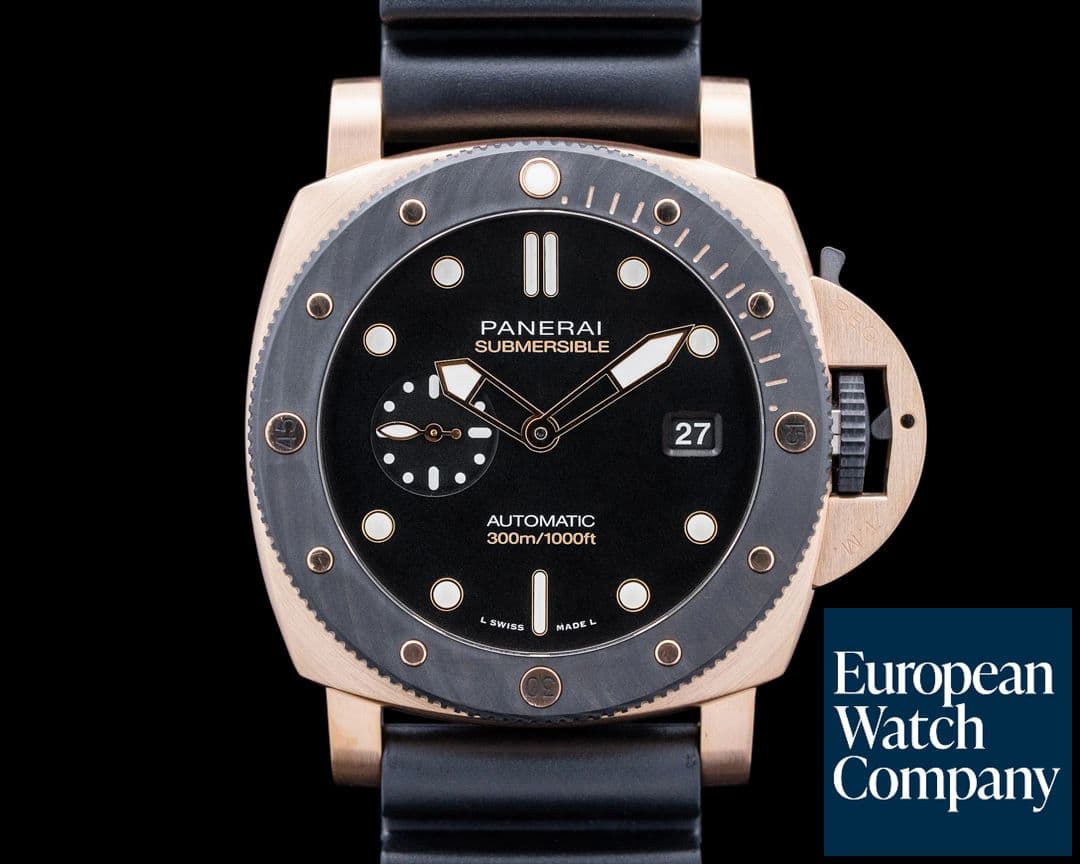 Image of Panerai PAM02070 Submersible QuarantaQuattro Goldtech OroCarbo Black Dial