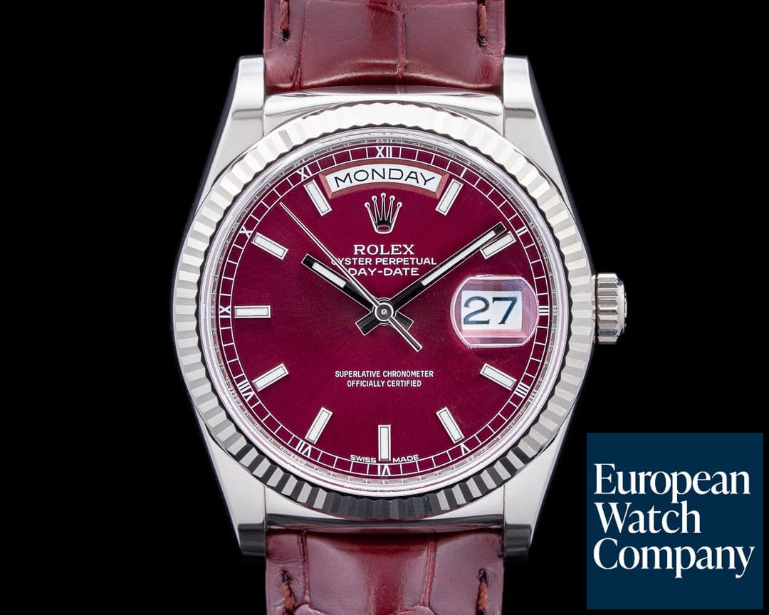 Image of Rolex 118139 Day Date 18K White Gold Cherry Red Dial