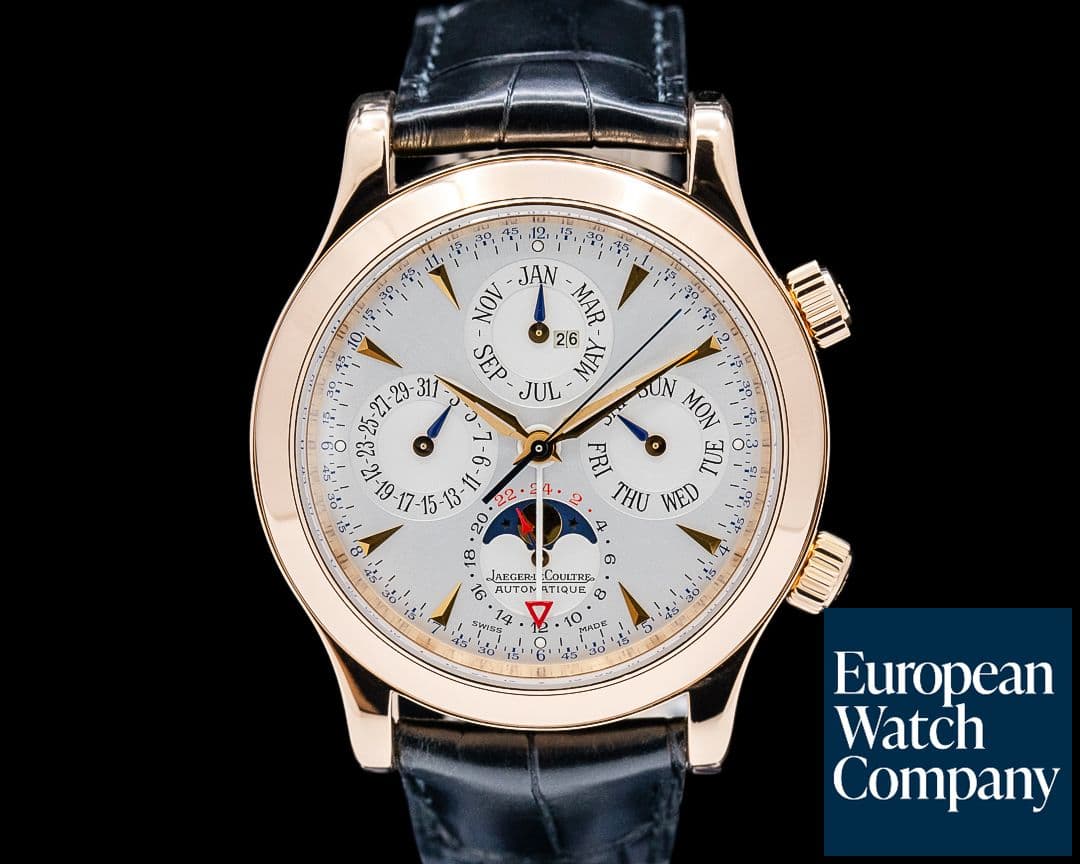 Image of Jaeger LeCoultre 146.2.95 Master Grande Memovox Perpetual Calendar 18K RG Silver Dial