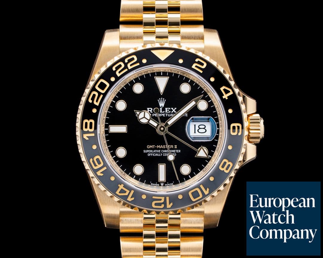 Image of Rolex 126718GRNR GMT-Master II 18K Yellow Gold Black Dial 2025 UNWORN
