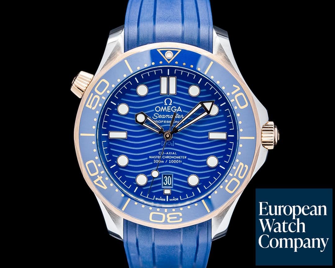 Image of Omega Seamaster Diver 300M SS / 18K Rose Gold Blue Dial