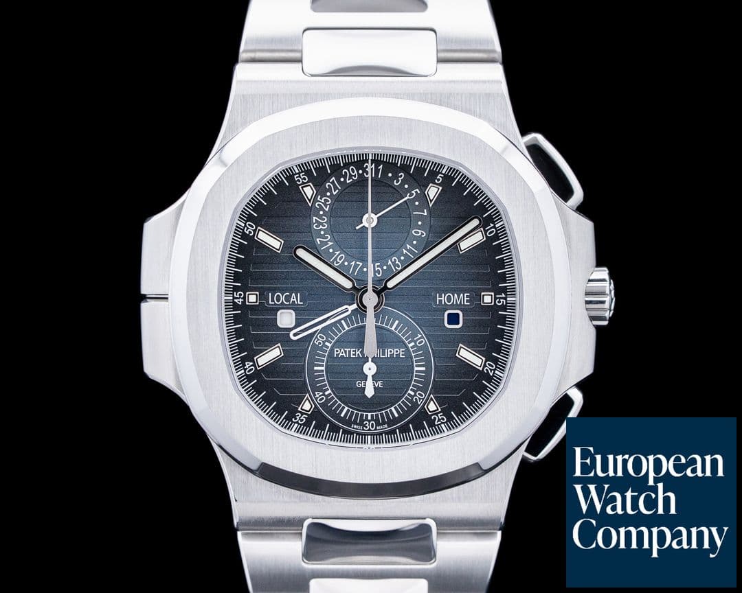 Image of Patek Philippe 5990 Nautilus Travel Time Chronograph SS Blue Dial
