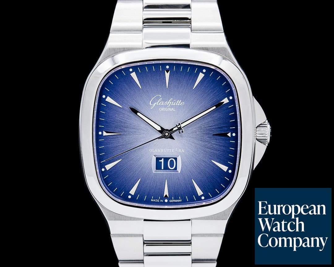 Image of Glashutte Original Seventies Panorama Date SS Blue Dial