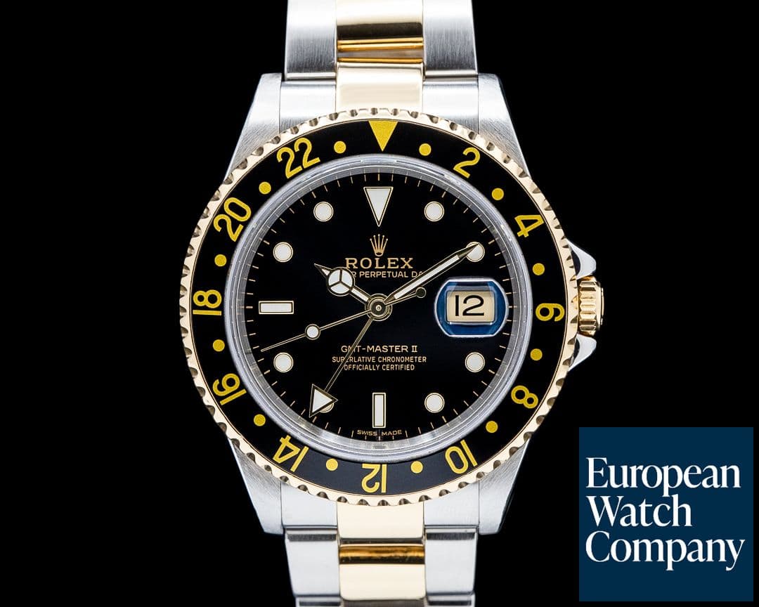 Image of Rolex 16713 GMT Master II SS 18K Yellow Gold Black Dial