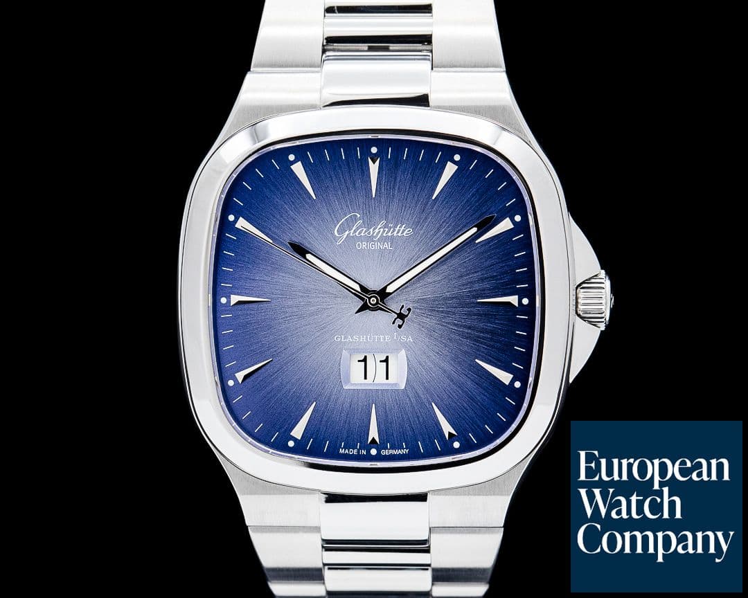 Image of Glashutte Original Seventies Panorama Date SS Blue Dial