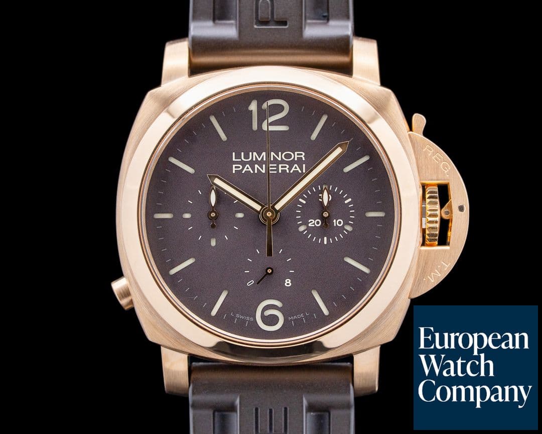 Image of Panerai PAM00344 Luminor 1950 Chrono Monopulsante 8 Days Oro Rosa 18K Brown Dial