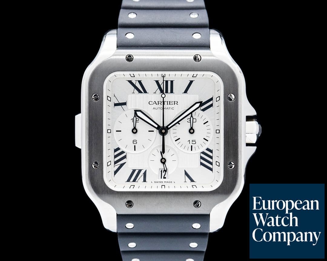 Image of Cartier WSSA0017 Santos De Cartier Chronograph SS Silver Dial