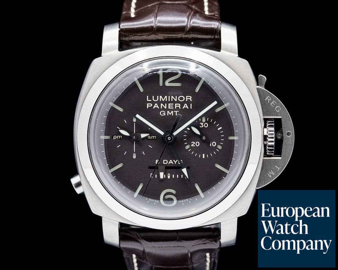 Image of Panerai Luminor 1950 Chrono Monopulsante 8 Days GMT Titanium Brown Dial