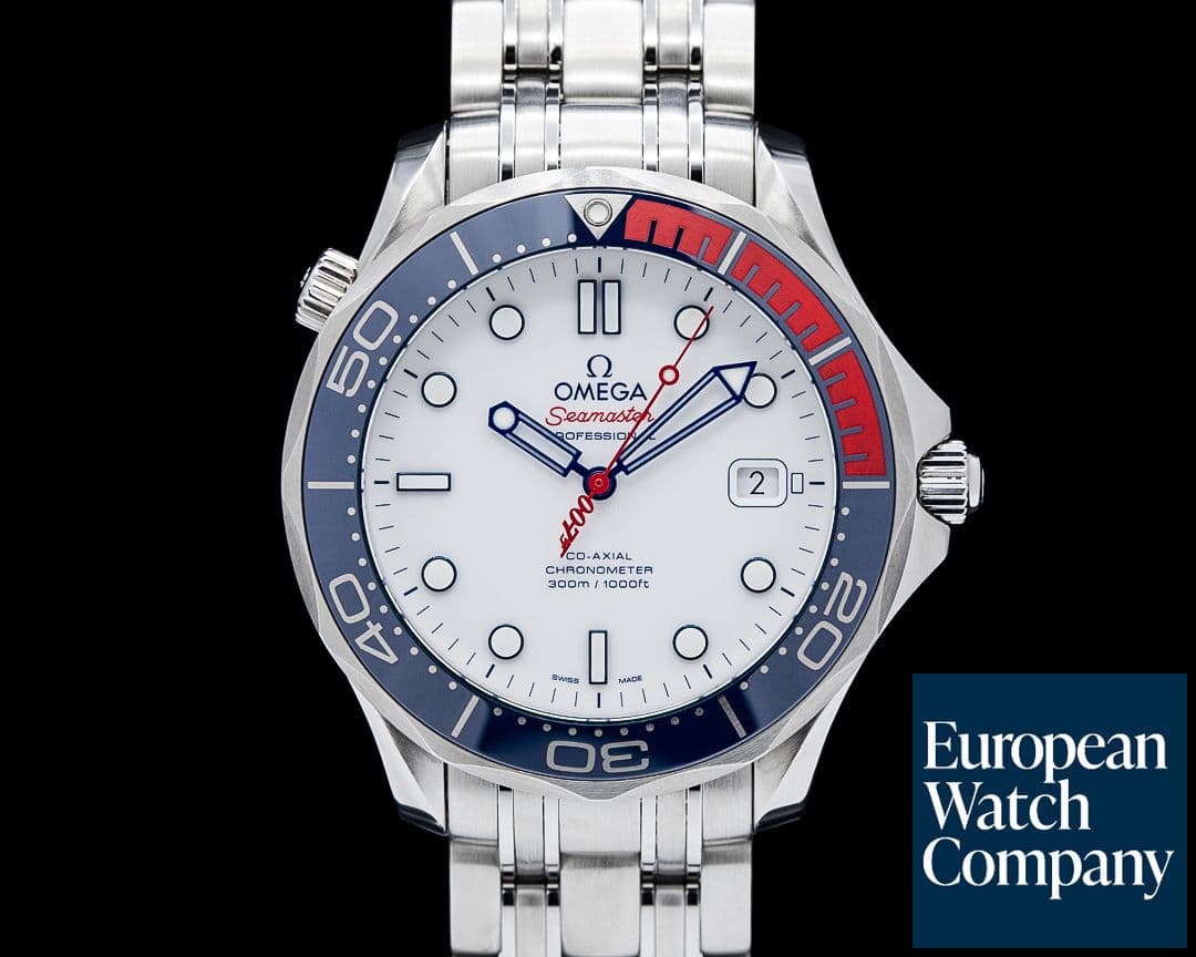 Image of Omega Seamaster Diver 300M Commander Watch SS White Dial LIMITED