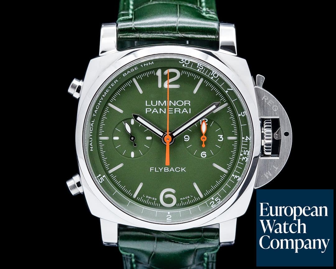 Image of Panerai PAM01296 Luminor Chrono Flyback Verde Militare SS Green Dial